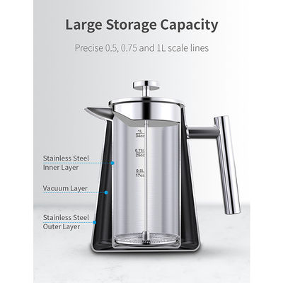 кофеварка бака вакуума 1000ml/34oz держит теплую прессу LFGB создателя чая французскую